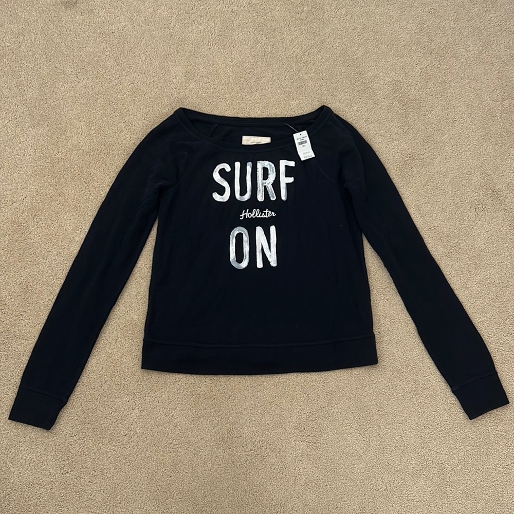 NWT Hollister Surf On Sweatshirt Top Comfy Navy Lounge Sz S